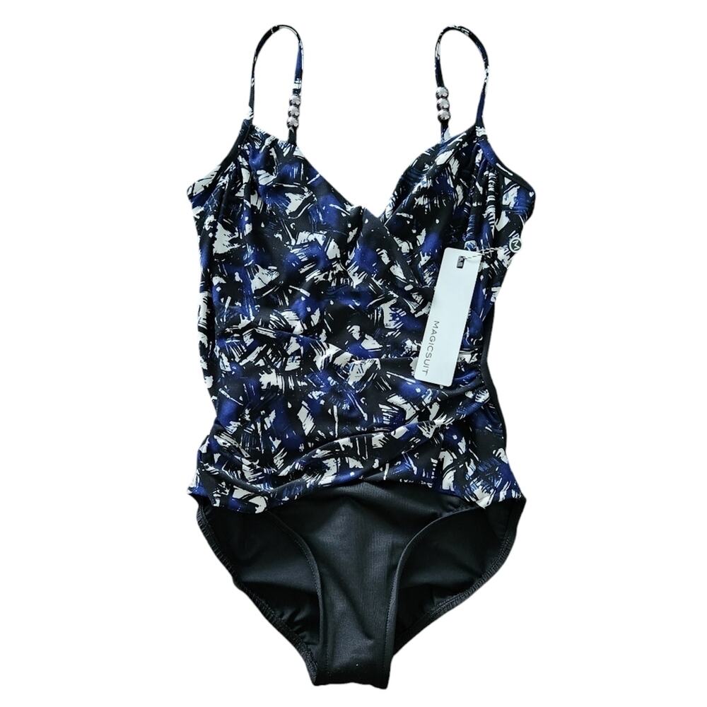 MagicSuit By Miraclesuit One Piece Swimsuit Blue & Black 8 Resortwear Beach